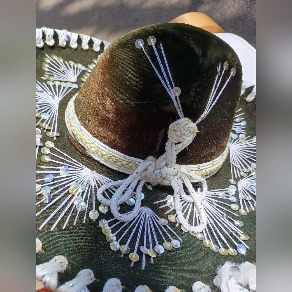 Genuine Vintage Small Kid Size Detailed Piggalle Mexican Sombrero